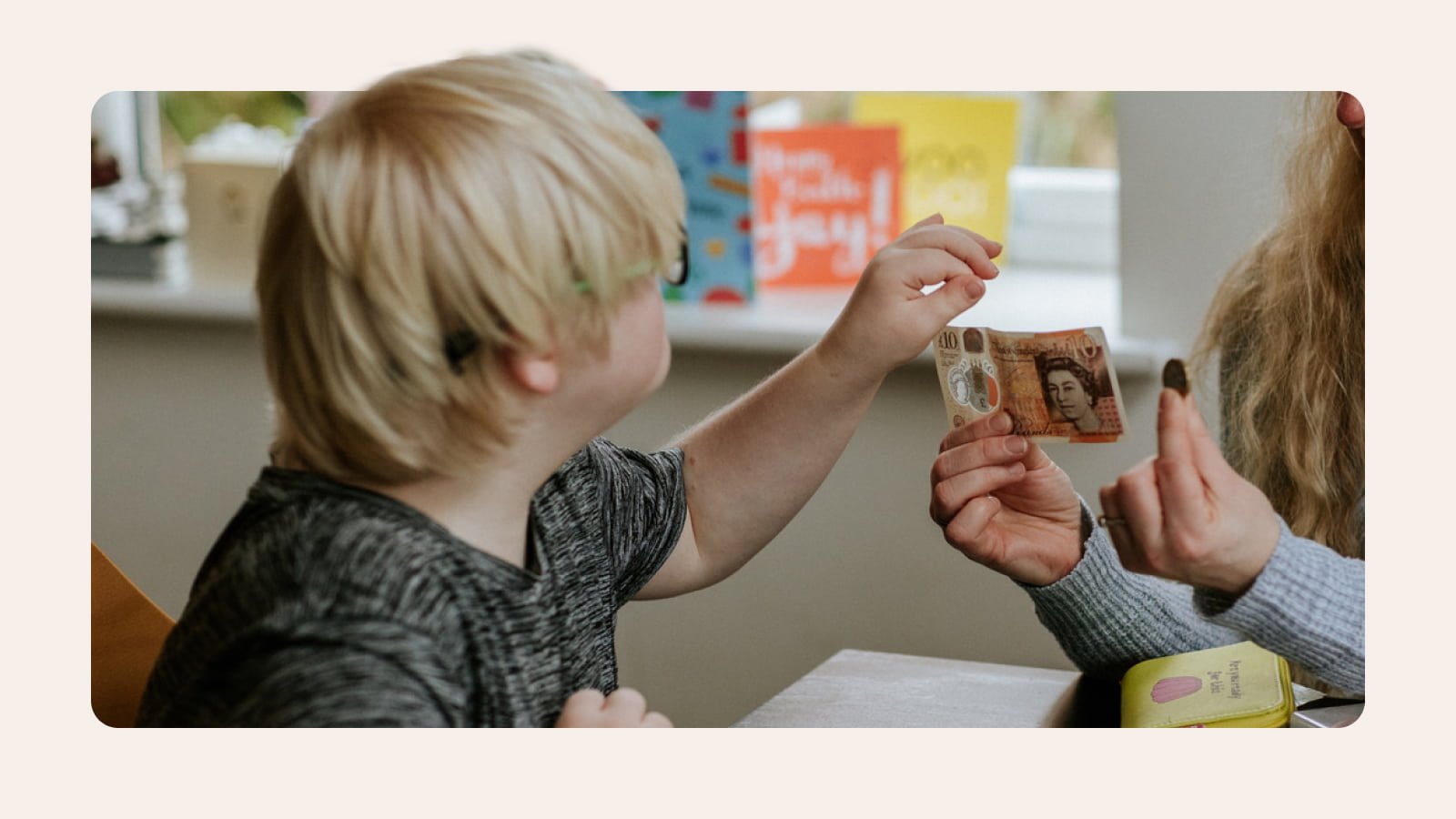 Mother holding money