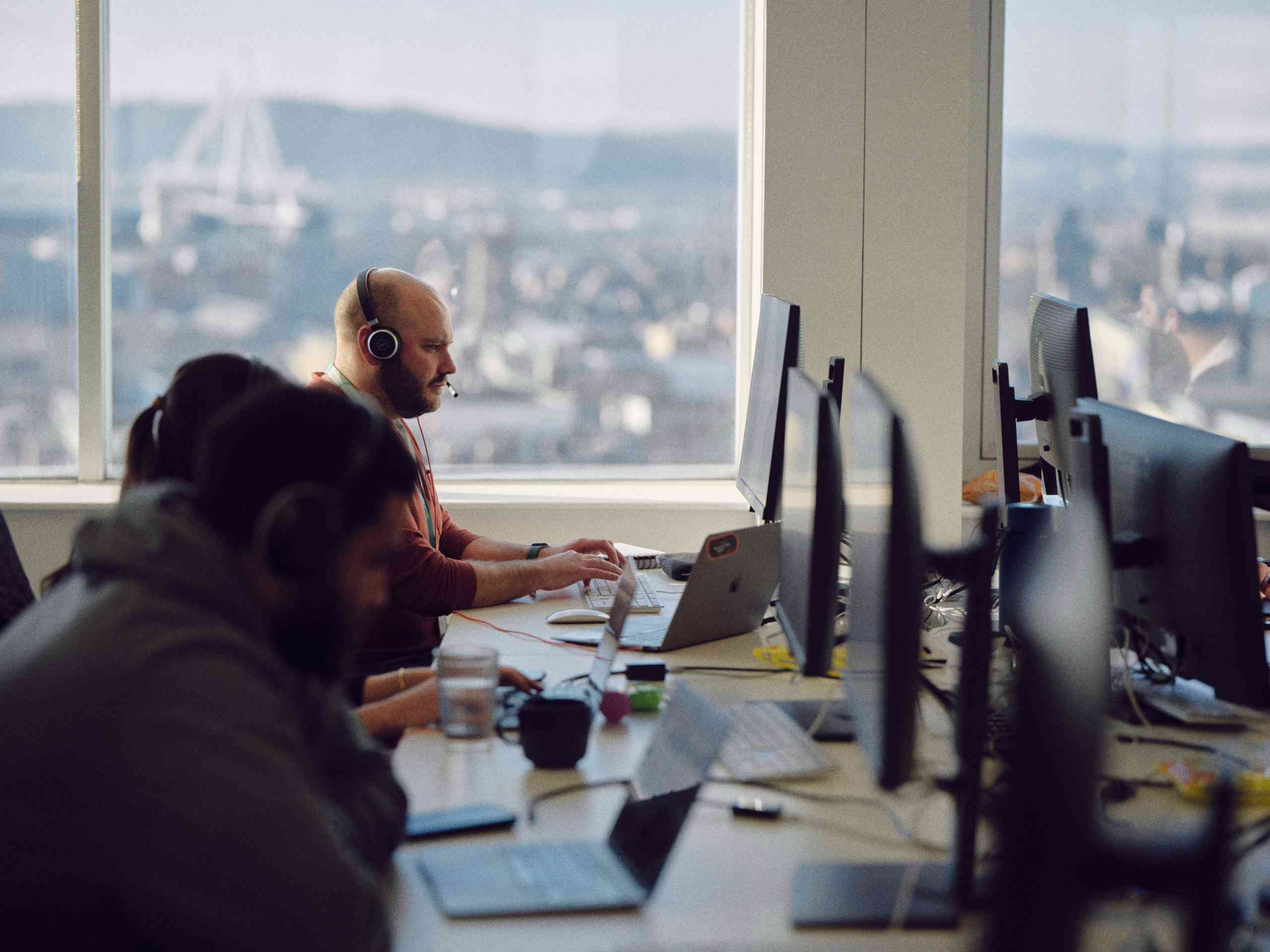 Staff on a call centre