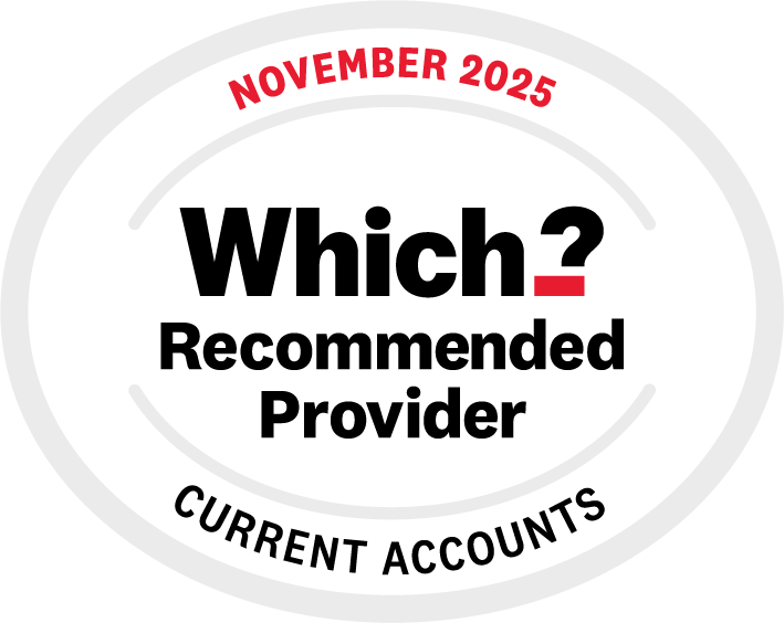 Which? badge for recommended current account provider 2025