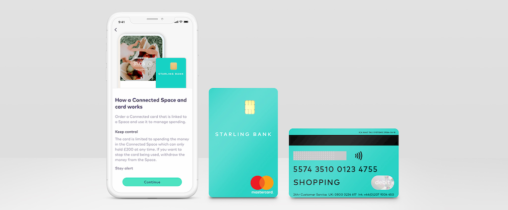 Connected Card with a mobile phone showing the app