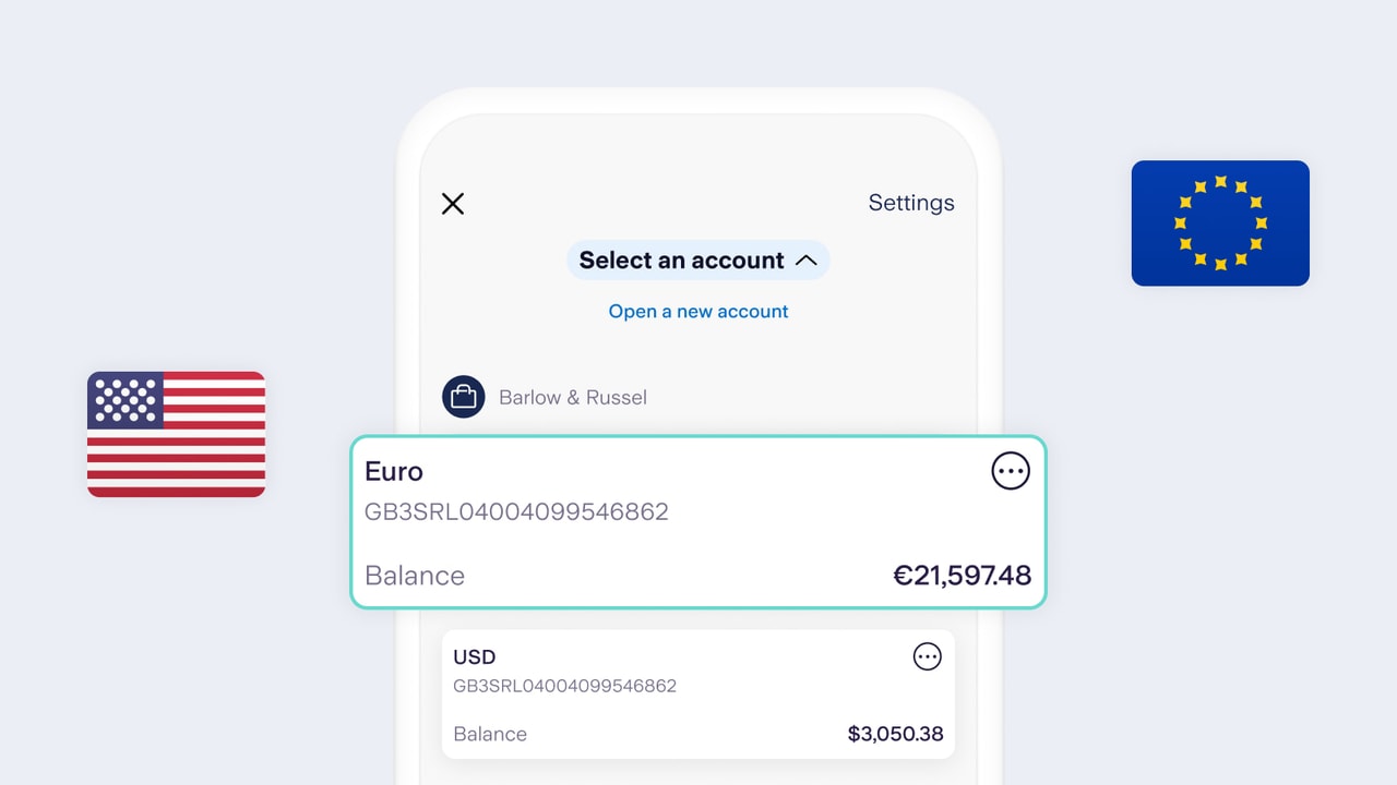 App showing currency accounts