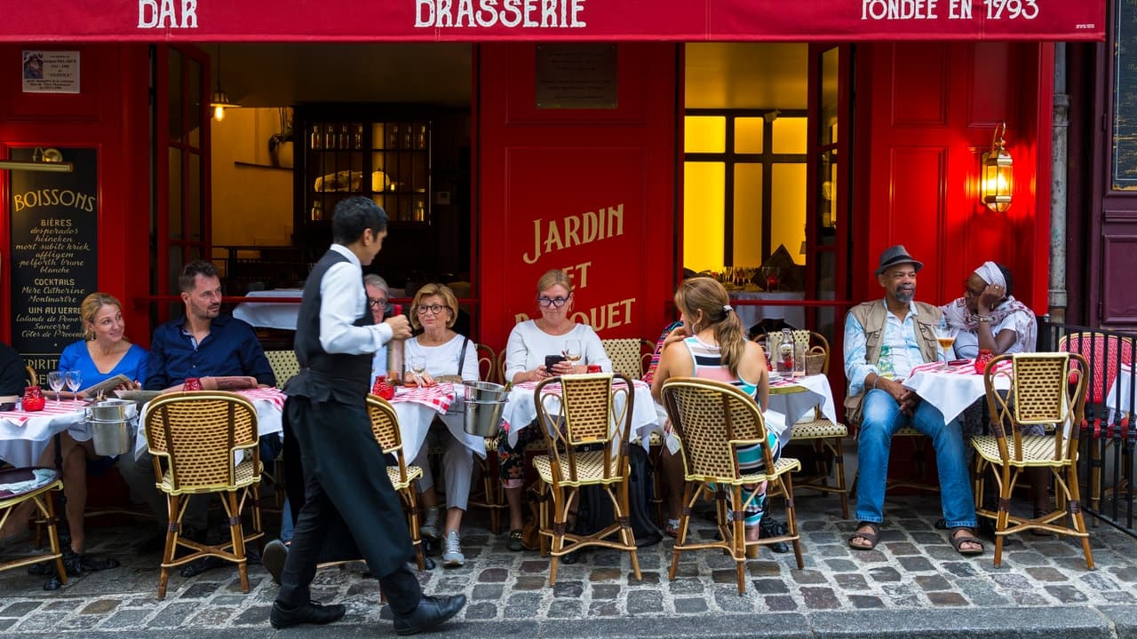 People sitting outside a restaurant