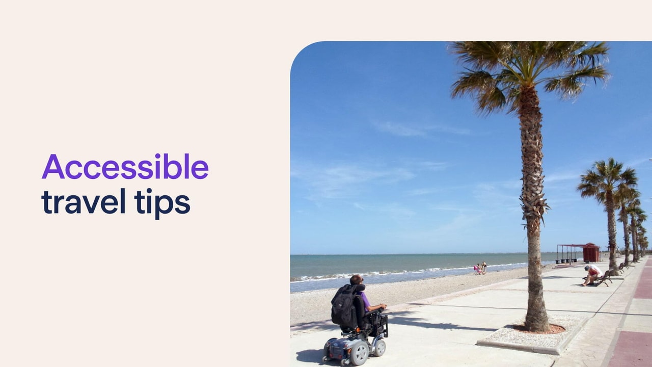 Beach view, with someone in a wheelchair
