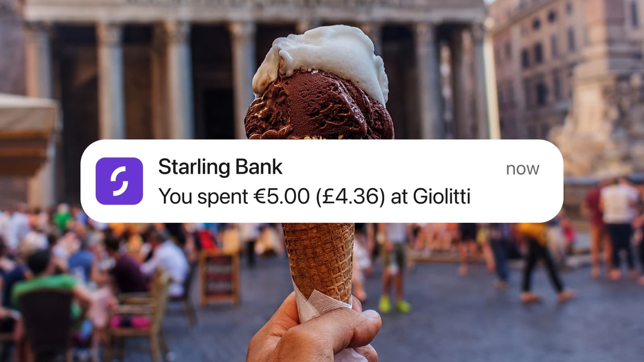 Notification showing money spent for an ice cream