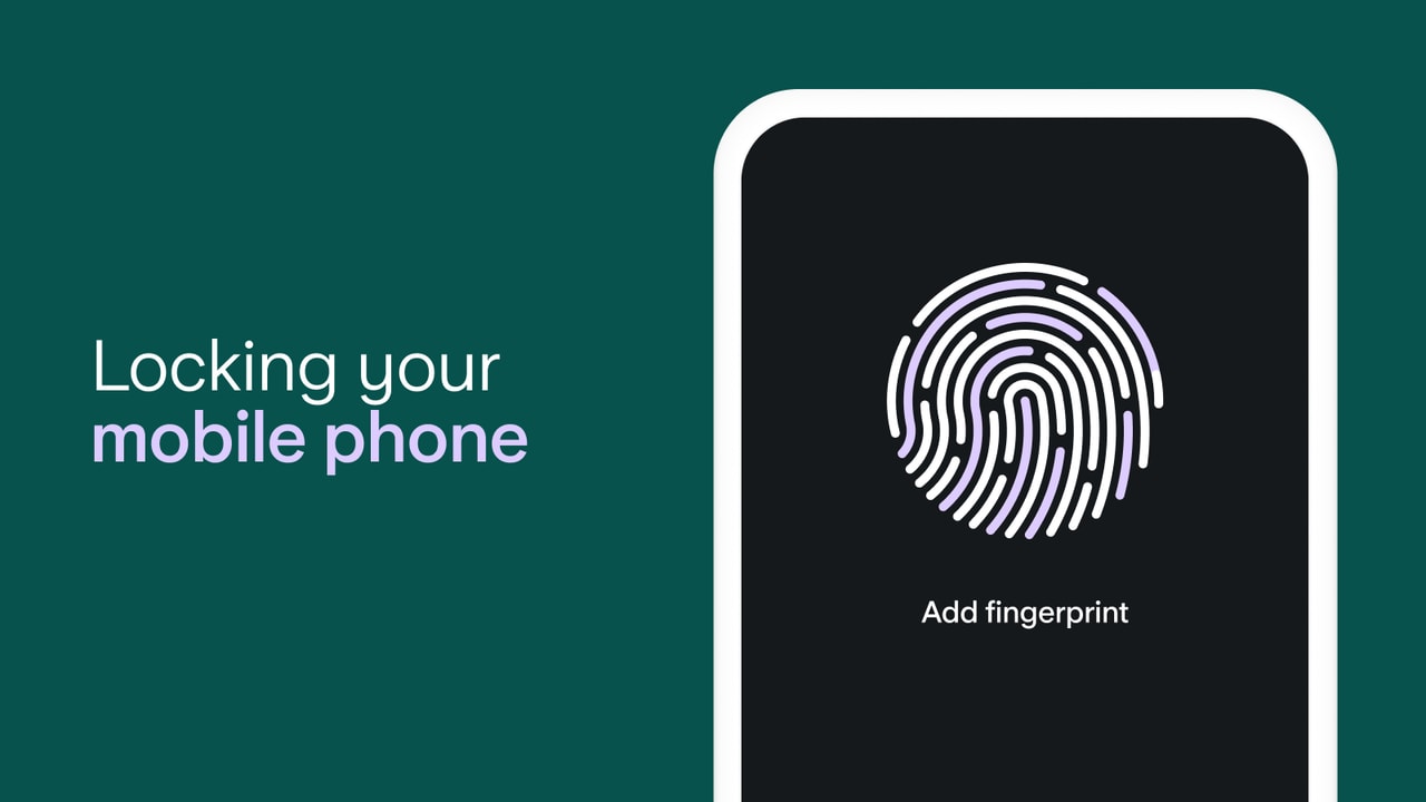 Mobile phone showing a fingerprint message
