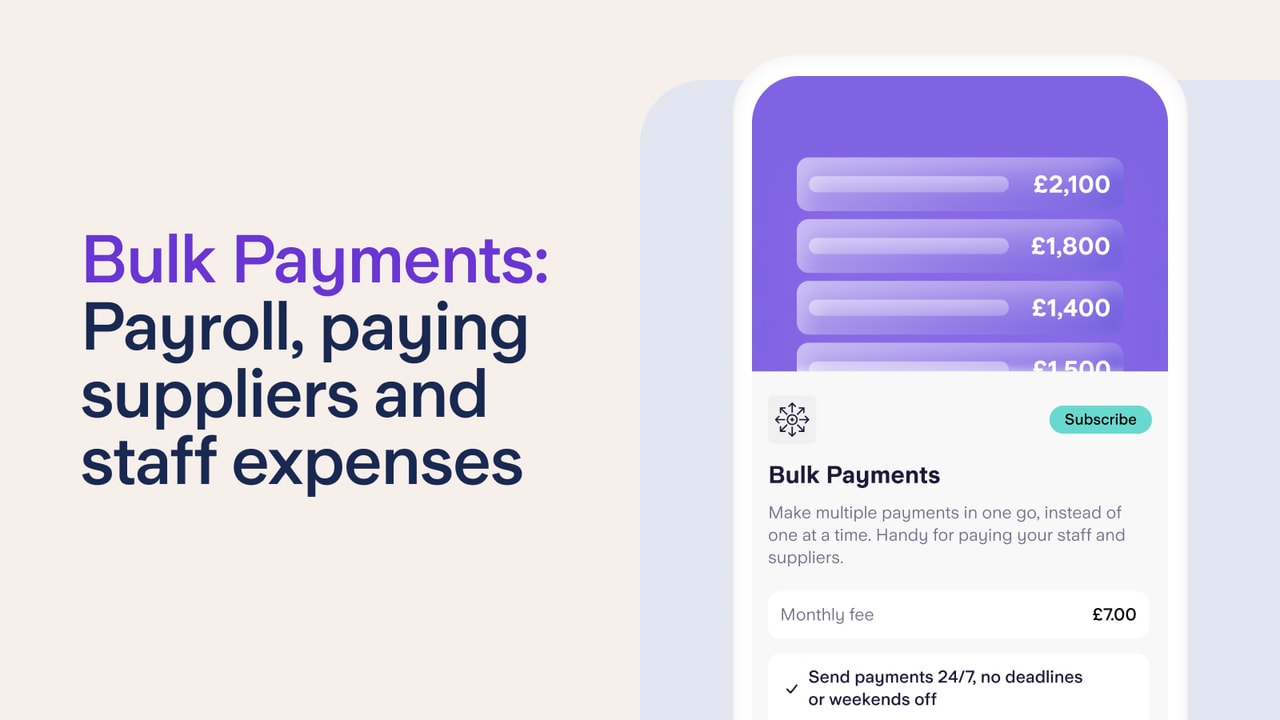 App showing the bulk payments feature