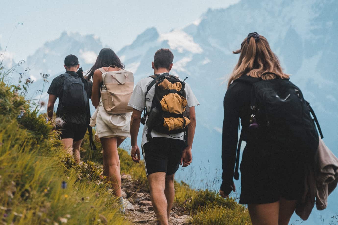 Group of people backpacking