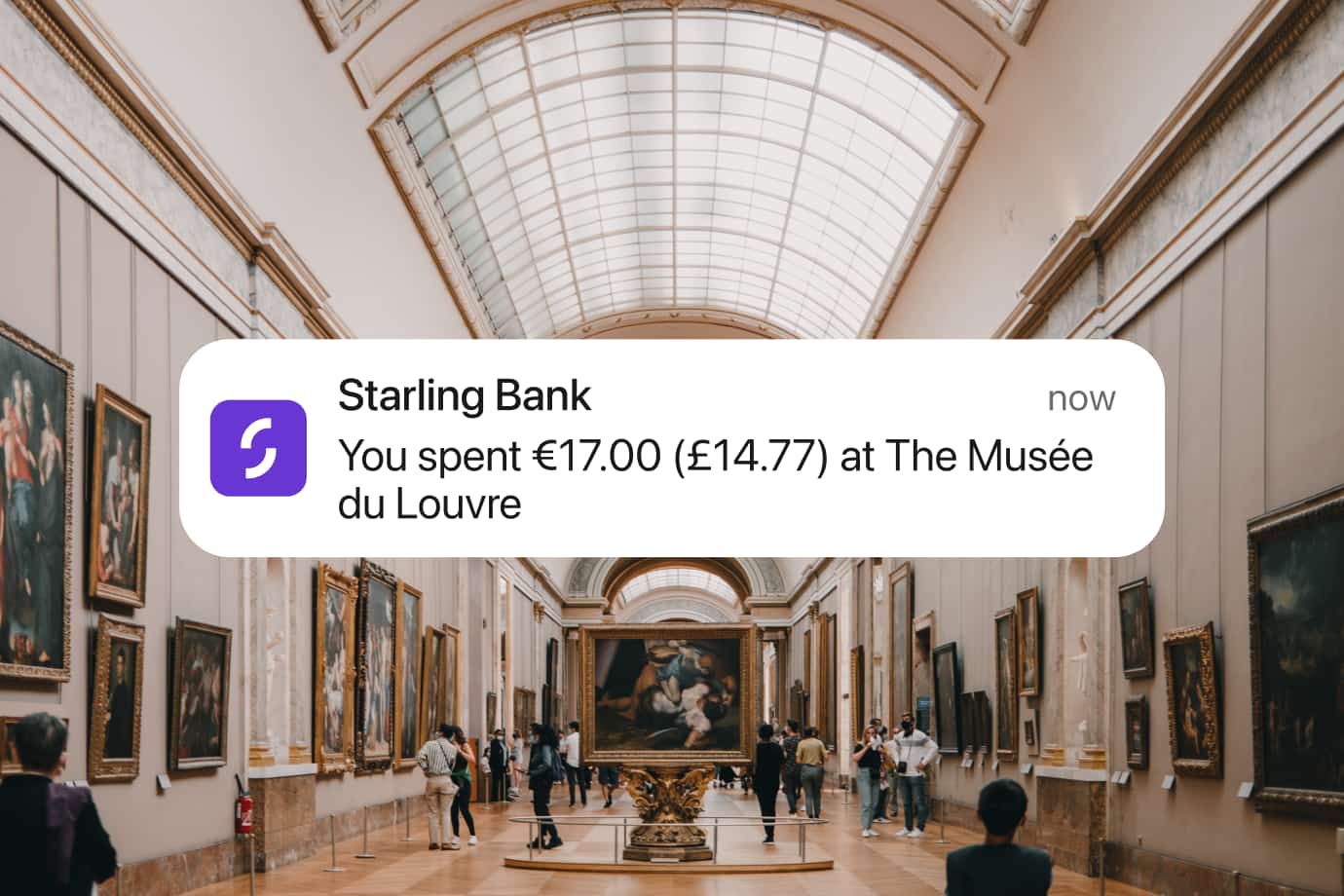 Starling app notification of charge at the museum