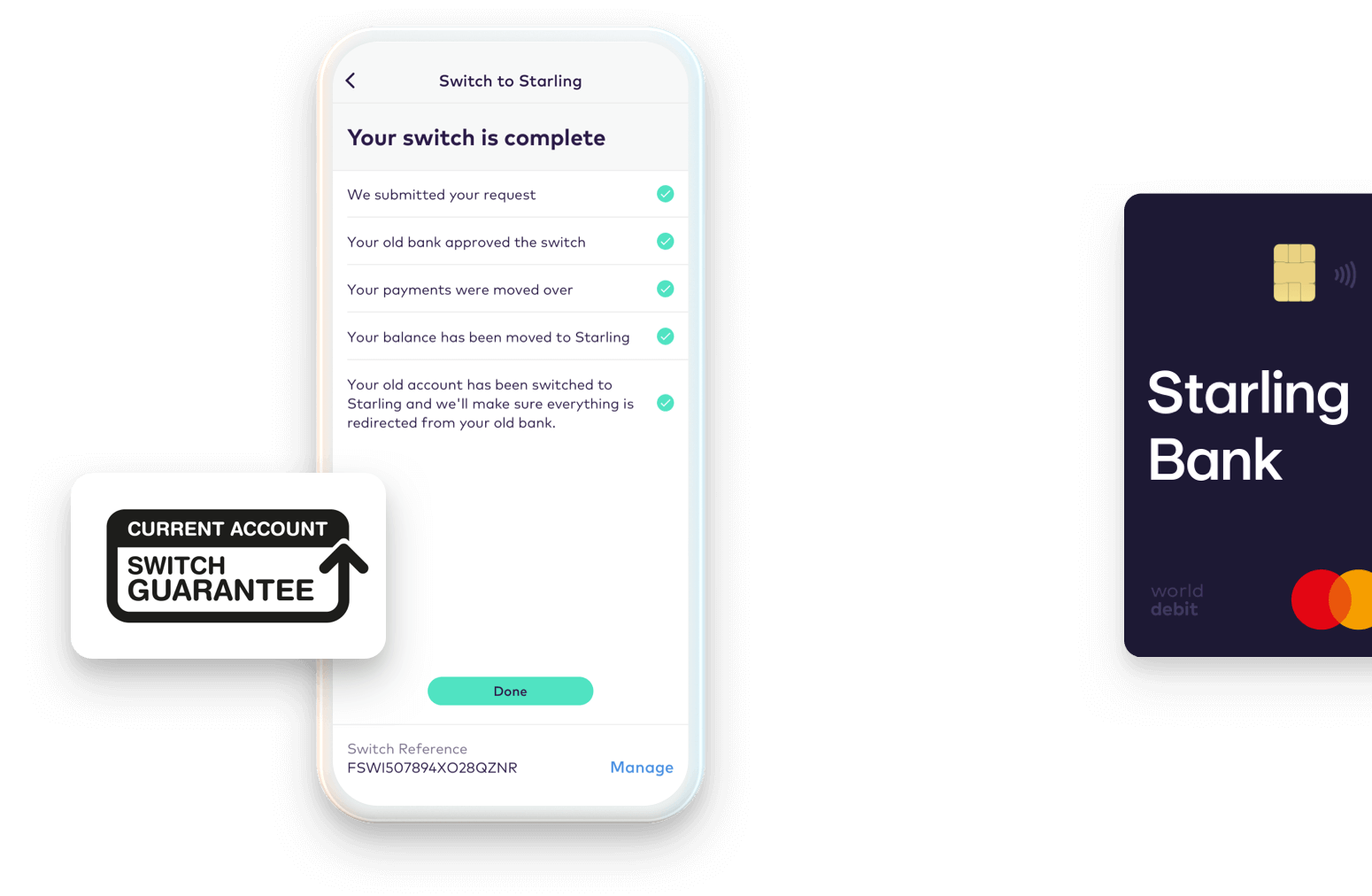 Starling business debit card and app interface