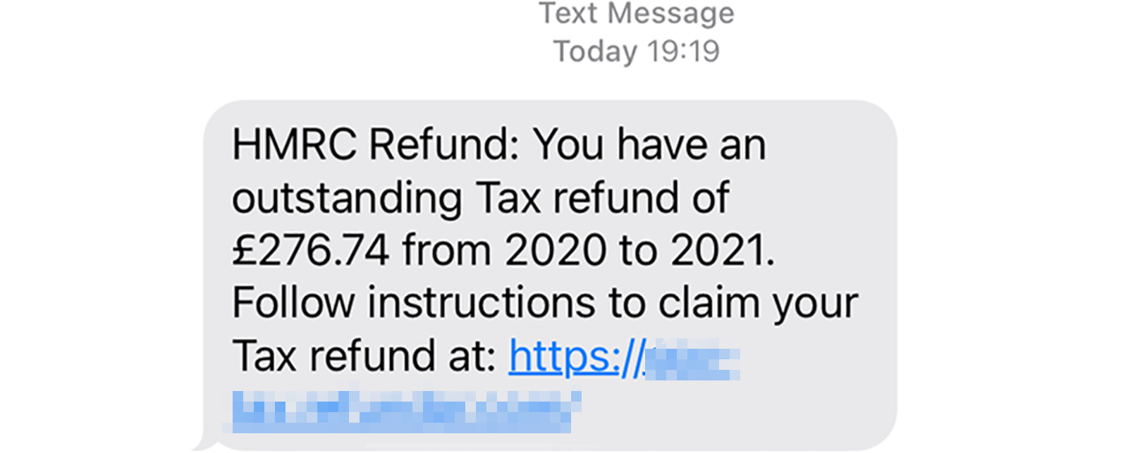 Example of scam HMRC text message