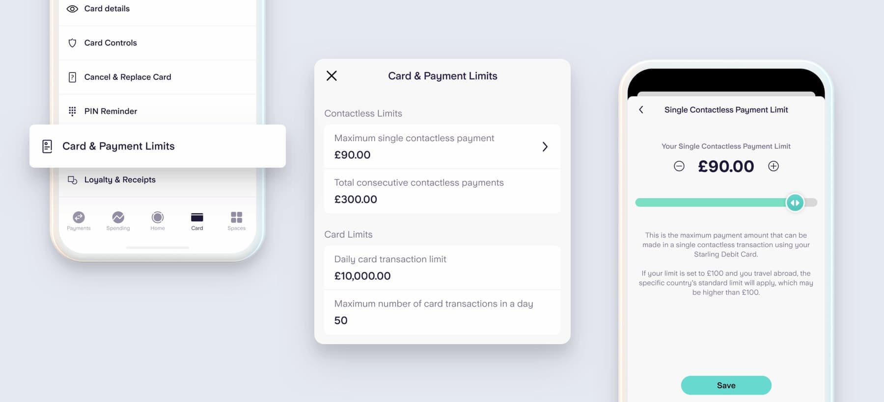 Starling app contactless payment limit feature