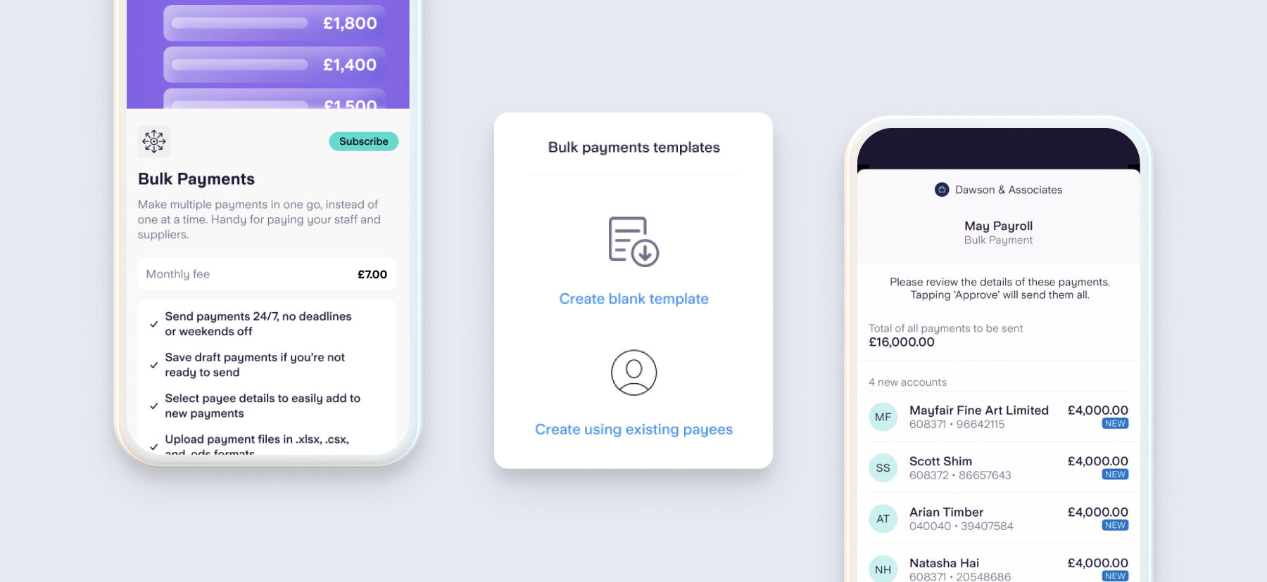 bulk payment subscription and templates
