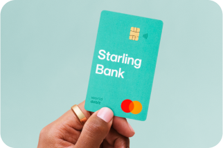 Person holding a Starling Bank card