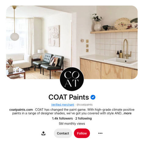 COAT Paints Pinterest page header