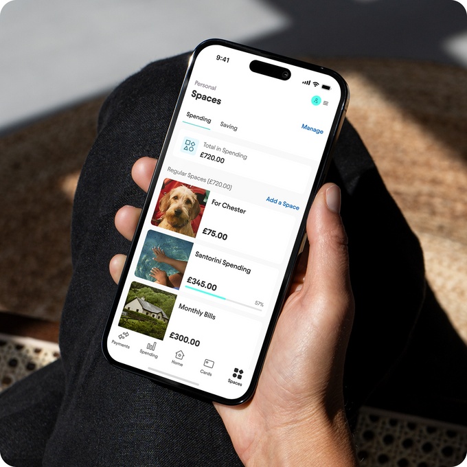 A Starling customer checking their spaces in the app