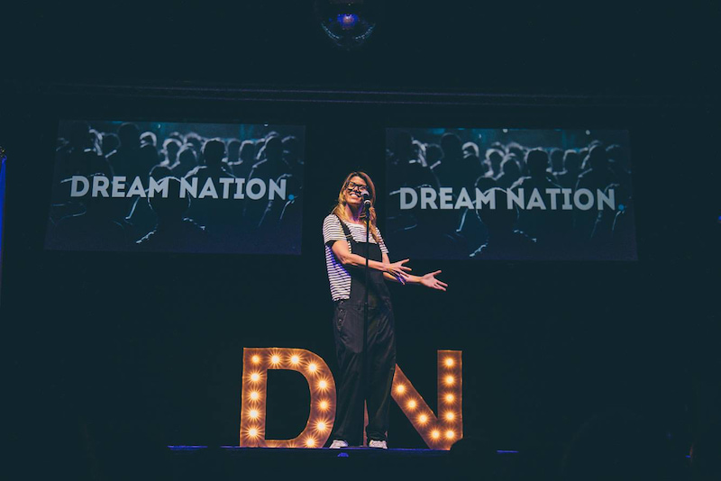 Pip Jamieson speaks at a Dream Nation event