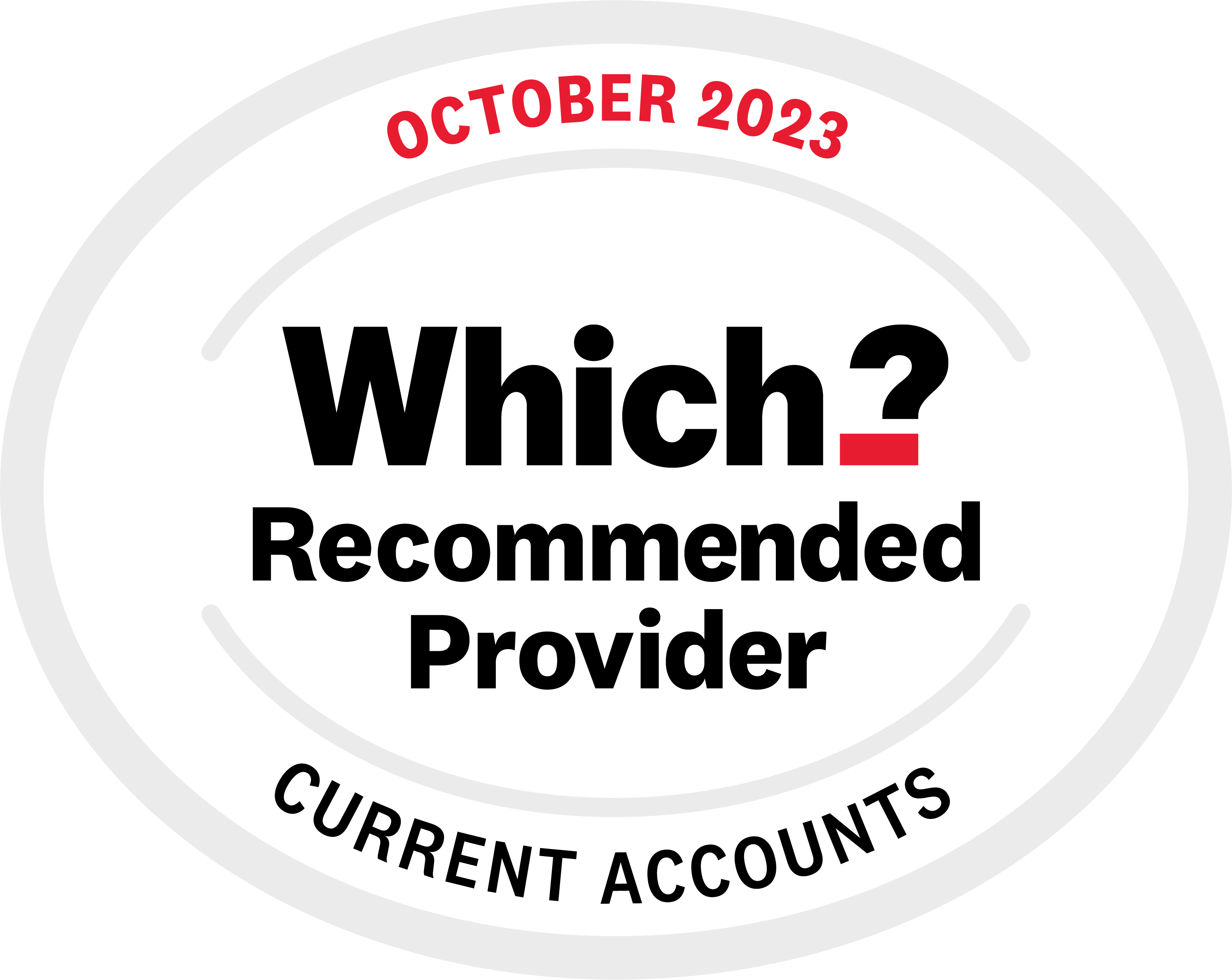 Which? Recommended Provider logo for Current Accounts October 2023